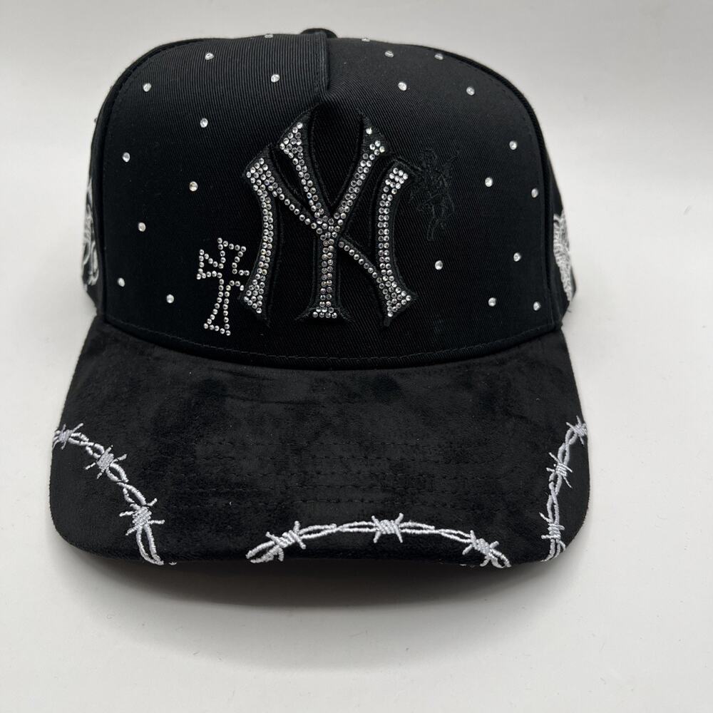 Belico Patron New York Yankees Black Snapback Hat Barbed Wire Angel Design NWOTB